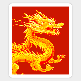 Chinese Golden Dragon on a Lucky Red Background 2: Chinese New Year, Year of the Dragon on a Dark Background Magnet